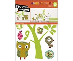 1art1 Kinderwelten - Katzen, Eulen, Vögel, Virginie Graire Wand-Tattoo | Deko Wandaufkleber für Wohnzimmer Kinderzimmer Küche Bad Flur | Wandsticker für Tür Wand Möbel/Schrank 70 x 50 cm