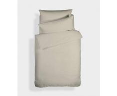 Bianca Plain Dyed Percale Bettbezug + Kissenbezug für Bett 105 cm, 100% Baumwolle, Natur, 180 x 220 + 50 x 125 cm, 2