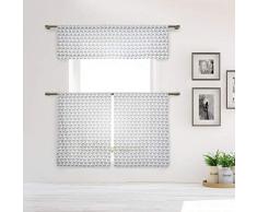 Vera Lemona Küchenvorhang und Etagen-Set, 58 x 15 (1 Stück) 29 x 36 cm (2 Stück), grau