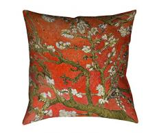 ArtVerse Vincent Van Gogh Mandelblüte in Orange x Kopfkissen gesponnen, Orange, 45,7 x 45,7 cm