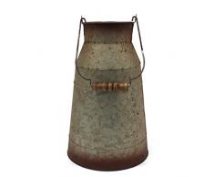 CVHOMEDECO. Milchtopf mit Holzgriff, 25,4 cm, rustikale Primitives Metallkrug für Haus und Garten 6-1/2 Dia. X 10 grau