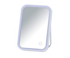 WENKO LED-Standspiegel Arizona, Kosmetikspiegel mit LED-Beleuchtung, Schminkspiegel schwenkbar, ideales Schminken & Rasieren, Touchfunktion für dimmbare Helligkeit, batteriebetrieben, 4 x 22 x 15 cm