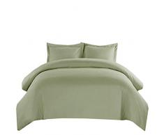 Royal Hotel s Solid 550-thread-count 3 Knopfverschluß, Bettbezug Set, 100 Prozent Baumwolle, Satin, 100% Baumwolle Full/Queen Graugrün
