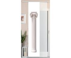 Gardinenbox 2er Set Schiebegardine Flächenvorhang Wildseide Optik und Voile Paneel, 245x45, Säule, 80400