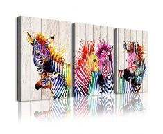 TTHWALLART Leinwandbild, Motiv Zebra, abstraktes Aquarell, für Wohnzimmer, Wanddekoration für Schlafzimmer, Küche, Tiere, Poster, Kunstdruck, modernes gerahmtes Badezimmer, Heimdekoration