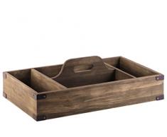 Urban Trends 52159 Holz Tablett rechteckig mit Griff/4 Steckplätze, natürliches Finish, braun