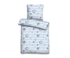 biberna 0007234 Feinbiber Bettwäsche Kids & Teens Garnitur mit Kopfkissenbezug (Baumwolle) 1x 135x200 cm + 1x 80x80 cm, blau