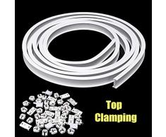 HAPYLY Vorhangschiene aus flexiblem Kunststoff, PVC, zur Wand- und Deckenmontage, Montagehaken, Duschvorhänge, Raumteiler mit Anleitung (evtl. Nicht in Deutscher Sprache), Weiß Top Clamping weiß