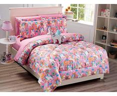 Mk Collection Queen Schmusetuch Einhorn Pink Lila Weiß Blau Orange 8-teilig