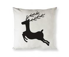 Die Baumwolle und Segeltuch CO. Weihnachten, Holiday Home Decor Kissenbezug, Kissenbezüge, Kissenhülle und dekorativer Überwurf-Kissenbezug (Natürliche Farbe, nicht weiß) rentier