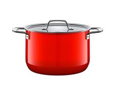 Silit Zeno Red Kochtopf hoch 24cm, Metalldeckel, Fleischtopf 6,4l, Silargan Funktionskeramik, Topf Induktion, rot