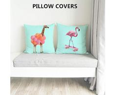 Winice Kissenbezug, dekorativer Kissenbezug, Baumwoll-Leinen, Kissenbezüge für Sofas, Couch, Bett und Auto, 45,7 x 45,7 cm, 4er-Set Small Rosa Giraffe 2 Stück