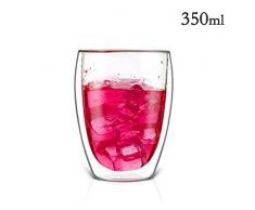 HKKAIS Isolierglas Kaffeetassen für Espresso, Tee, Bier, Smoothies, Cappuccino Clear Thermobecher 350ml