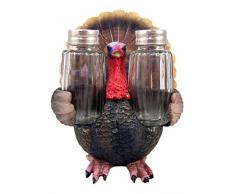 Kunstharz Thanksgiving Türkei Figur mit Glas Salz und Pfeffer Shaker Set, 6 1/10,2 cm