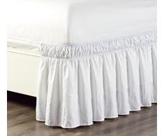Wrap Around 53,3 cm Zoll Lange Fall massiv Rüschen Elastic Bett Rock 1500 Serie Gold Crown Collection Hohe Fadenzahl Mikrofaser Staub Rüsche, weich und knitterfreies. Twin, Full, Queen, King und Cal King, Polyester-Mischgewebe, weiß, Queen / King