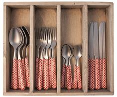 Provence Retro Tafelbesteck in Tablett Edelstahl, Edelstahl, rot, 33.5 x 29.5 x 6.5 cm