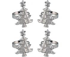 WeRChristmas Serviettenhalter, Weihnachtsbaum, Mehrfarbig, 7 cm, 4 Stück