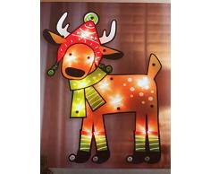 Fensterdekoration Rentier, beleuchtet, mit Schal
