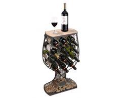 Vintiquewise Weinregal mit Korkhalter, Vintage-Deko, Holz, freistehend, Schwarz