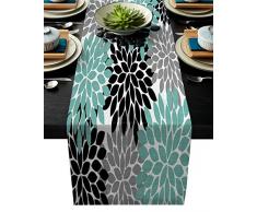 BINGIGO Tischläufer für Weihnachten, Familie, Küche, Esstisch, Dekoration, Rot/Schwarz 13x90in Dahlia2big4471