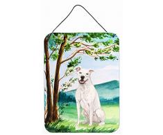 Carolines Treasures Under the Tree White Staffie Bullterrier Türaufhänger Wanddekoration