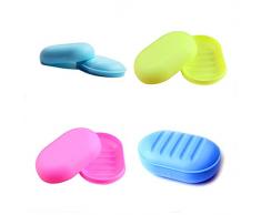 good fertig 6er Pack bunte Seifenschale Großer ovaler Behälter Box ideal für zuhause/Reise