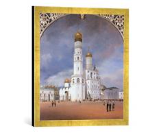 Gerahmtes Bild von Johann Philipp Eduard Gaertner Panorama des Kreml, Kunstdruck im hochwertigen handgefertigten Bilder-Rahmen, 50x50 cm, Gold Raya