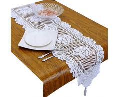 rockcloud Spitze Tischläufer für Hochzeit Bankett Dekoration, Weihnachten Party Tischdeko, Polyester, weiß 2, 13 x 59