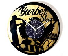 Instant Karma Clocks Wanduhr aus Vinyl, doppelt, LP 33 Umdrehungen Instant Karma Geschenkidee Vintage Barbiere Salone Bellezza Barber Shop (ORO), Leise