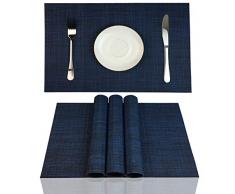 ZX VISION Hitzebeständige Tischsets für Esstisch Tbale waschbar Platzmatten abwischbar Tischmatten 4 pcs placemats Marineblau