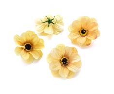 Künstliche Blumenköpfe in Großhandel zum Basteln, Seide, Sonnenblumen, Gänseblümchen, Pfingstrose, Handarbeit, künstliche Blumenköpfe, Hochzeitsgeschenke, Dekoration, DIY Kranz, Geschenk, Scrapbooking, Bastelblume, 50 Stück (6 cm) gelb