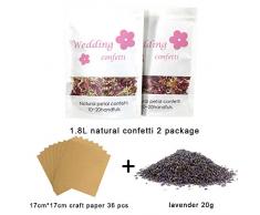 AOQING Blumenkonfetti für Hochzeit - 100% natürlich getrocknete Blütenblätter Konfetti enthält 15 Kegel Papiere 2