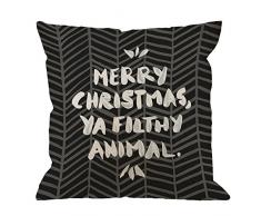 hgod Designs Überwurf Kissen Fall Merry Christmas Ya Filthy Animal schwarz Baumwolle Leinen Quadratisch Kissenbezug Standard Kissenbezug Home Dekorative Sofa Sessel Schlafzimmer Wohnzimmer 45,7 x 45,7 cm