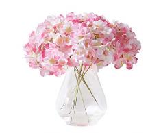 Kislohum Künstliche Hortensien Blütenköpfe Hortensien Seidenblumen Kopf für Hochzeit Tafelaufsätze Blumensträuße DIY Blumendekoration Heimdekoration 10 Stück mit Holzstielen – Farbe rose