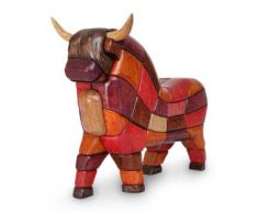 NOVICA 473.275,7 cm Lucky Bull aus PUCARA Holz Skulptur, klein, Multicolor, S
