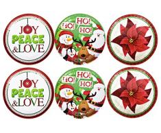 Black Duck Brand ()-25,4 cm Dose Weihnachten Platten. Joy Peace Love, Weihnachtsstern, und Santa und Freunde. 10 Mehrfarbig