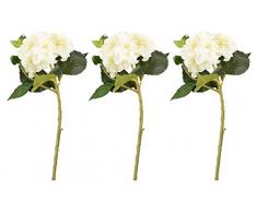 Juvale Künstliche Hortensie – 3er Pack Hortensie Blumenstrauß in Weiß – Fake Blumen Kunstpflanze Home Decor, Hochzeit, Party, Terrasse
