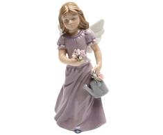 Cosmos Geschenke 20860 Engel in Lavendel Kleid hält Blumen Keramik Figur, 5–3/8 Zoll