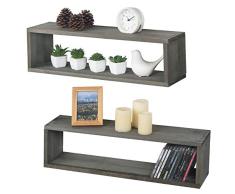 MyGift Wandregal, 61 cm, Grau, 2 Stück