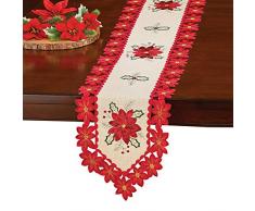 Collections Etc Tischläufer aus Jute, Weihnachtsstern, Bestickt Runner