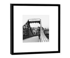 COGNOSCO Fotografie im Holzrahmen: Eiserner Steg-Kunstdruck-Format 27 x 27 cm-Rahmenfarbe schwarz-Hochwertiges Wandbild, Geschenkidee oder Souvenir aus Frankfurt, Holz, Weiß, Rahmen