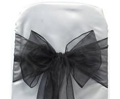 mds Organza-Stuhlschärpen, für Hochzeits- und Veranstaltungszubehör, Party-Dekoration, Stuhlhusse, Schärpe – 30 Farben 10 schwarz