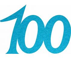 Petras Bastel News 25 x Jubiläumszahl 100 aus Filz türkis Streudeko, Fliz, 18 x 12 x 3 cm