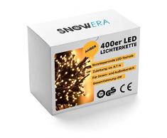 SnowEra 400er LED Lichterkette - Weihnachtsbeleuchtung für innen und außen mit zuschaltbarem Timer – perfekt für den Weihnachtsbaum | Tannenbaum – Lichtfarbe: bunt – Länge: ca. 50 m inkl. Zuleitung