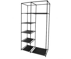 Idebox RG6202 Schrank mit Kleiderständer, Metall, Schwarz, Einheitsgröße
