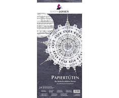 MarpaJansen Papiertüten für Deko-Sterne/Blüten - Bastelset - Butterbrottüten - (10 x 22 cm, 24 Stück) - inkl. Bastelanleitung - Noten