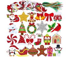 Winlyn Geschenketiketten mit Schleife, 24 elegante Glitzerdesigns, groß, Weihnachtsgeschenketiketten, Ornamente, Urlaub, Namensschilder, Karten, Geschenkanhänger für Geschenktüten, Verpackungen, Schleifen, Geschenkverpackungen, 120 Sets