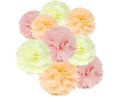 Wrapables Set 18 Stück Seidenpapier Pom Pom Party Dekorationen für Hochzeiten, Geburtstag Parteien Baby Duschen und Kinderzimmer Decor, Pfirsich/Ivory/Light Pink