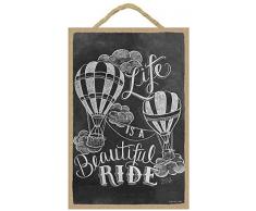 (sjt14808) Life is a beautiful Ride (Vertikal) 17,8 x 26,7 cm Holz Schild mit der Kreide auf Lily & Val