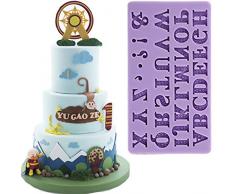 Anyana Silikonform mit Alphabet-Zahlen 0-9, 3D-Form mit Lutscherloch, Fondant, Kuchendekoration, Cupcake-Topper, Süßigkeiten, Schokolade see picture Cameo A to Z